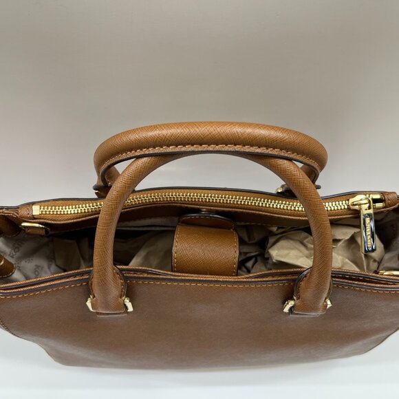 Michael Kors Kellen Medium Leather Satchel Brown - NWT - Picture 8 of 15